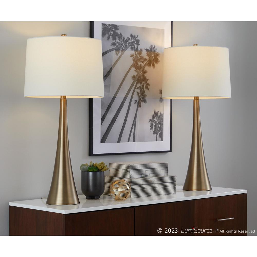 Matte Golden Bronze, White Linen Diana 29" Metal Table Lamp - Set of 2. Picture 8