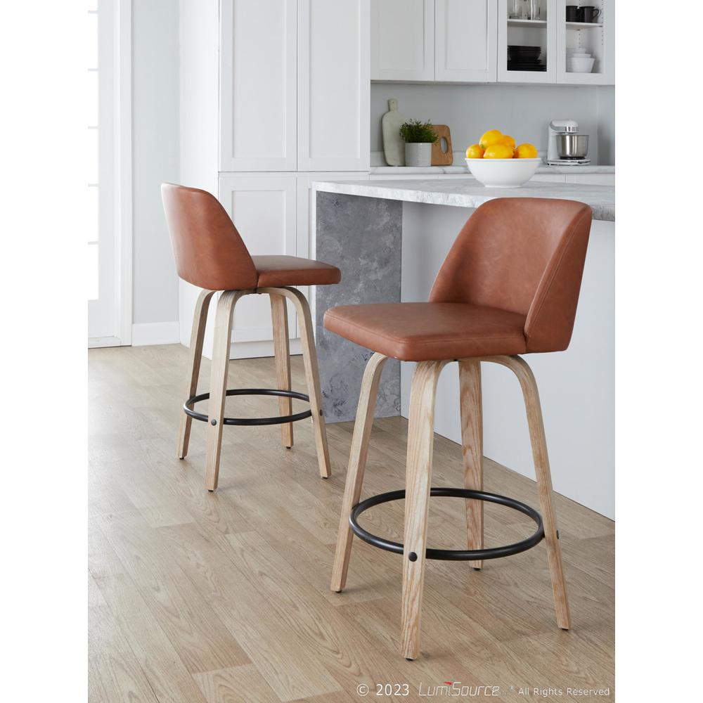 White Toriano 26" Fixed-Height Counter Stool - Set of 2. Picture 7