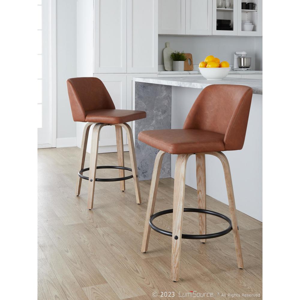 White Toriano 26" Fixed-Height Counter Stool - Set of 2. Picture 8