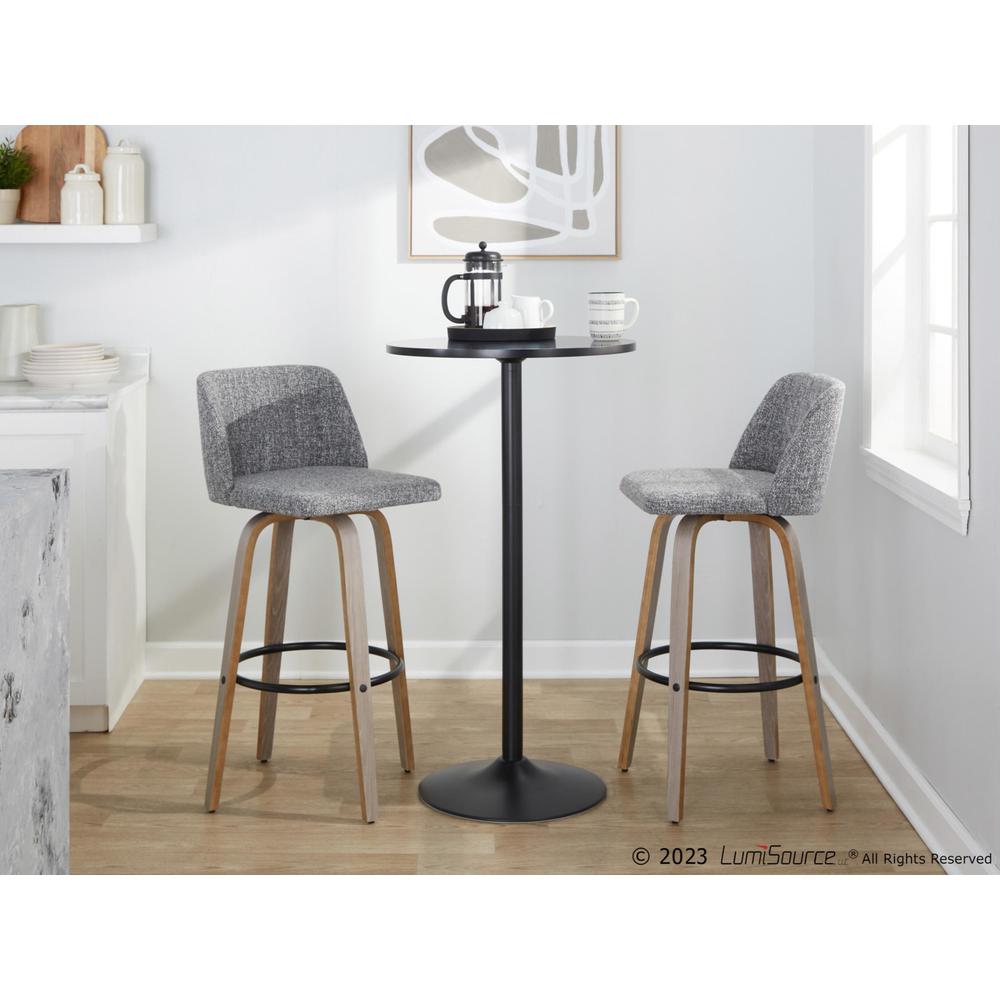 Black Toriano 30" Fixed-Height Barstool - Set of 2. Picture 9
