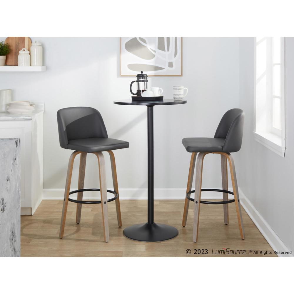 Black Toriano 30" Fixed-Height Barstool - Set of 2. Picture 9