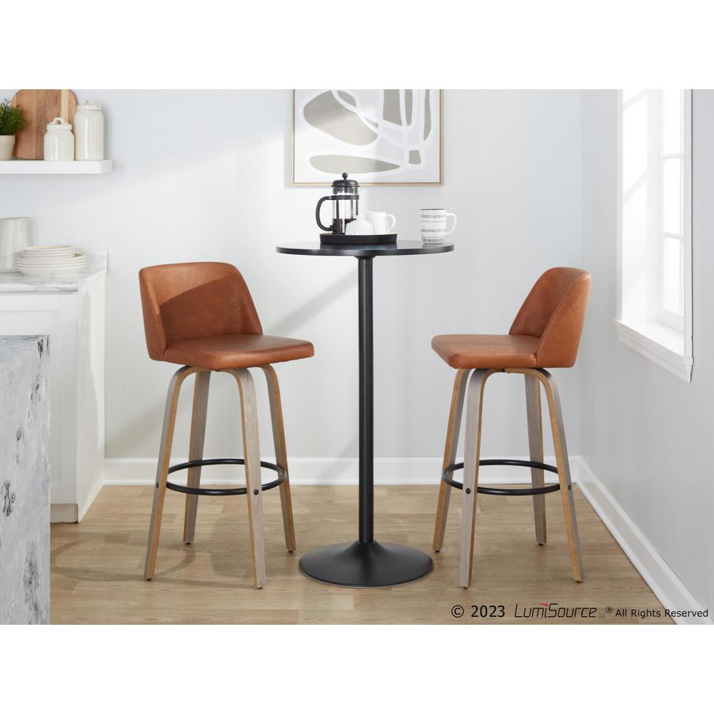 Black Toriano 30" Fixed-Height Barstool - Set of 2. Picture 9