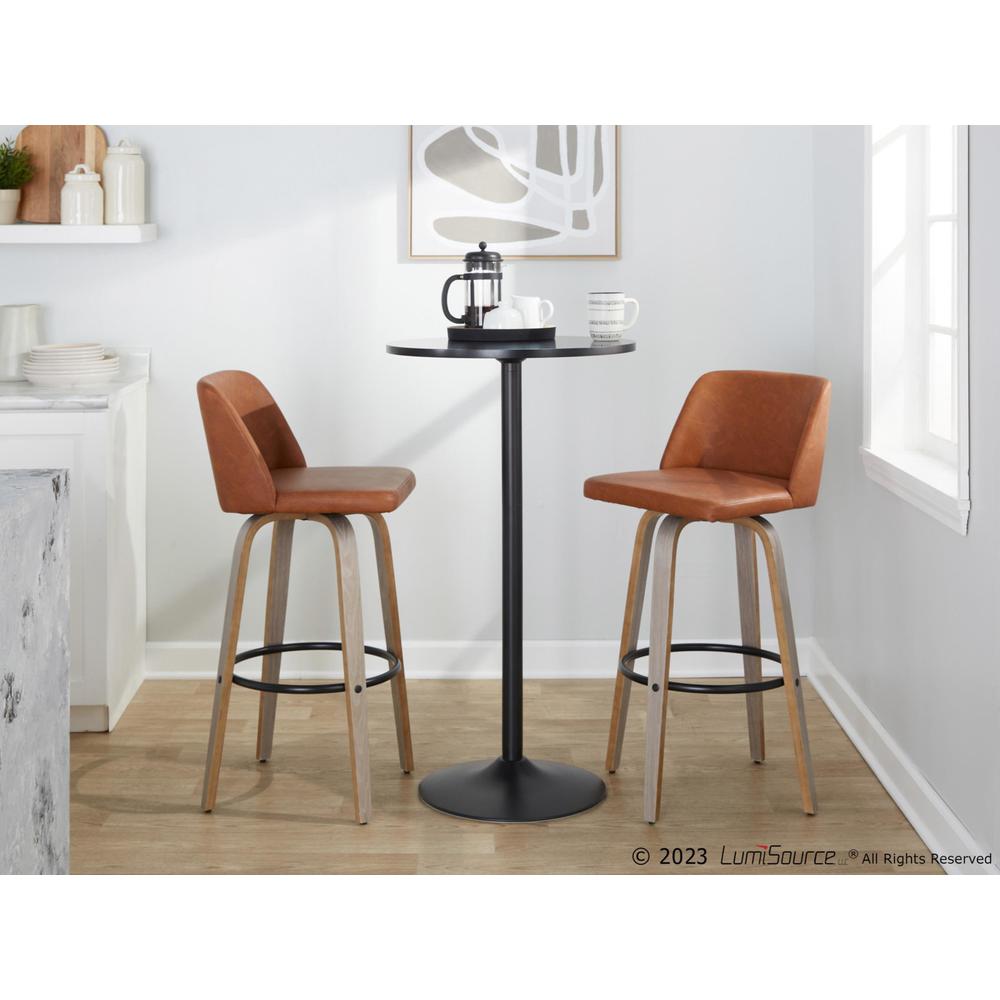 Black Toriano 30" Fixed-Height Barstool - Set of 2. Picture 10