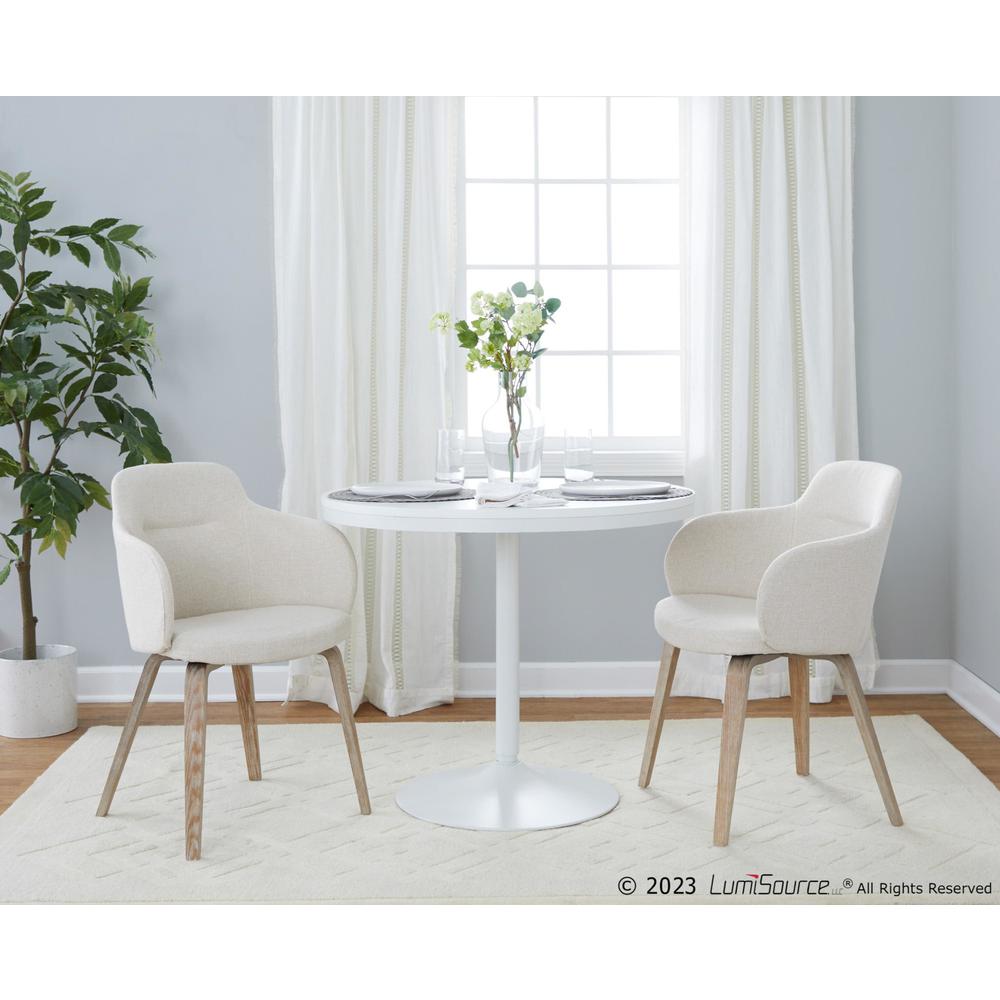 Whitewashed Wood, Cream Noise Fabric Boyne Chair - Set of 2. Picture 7