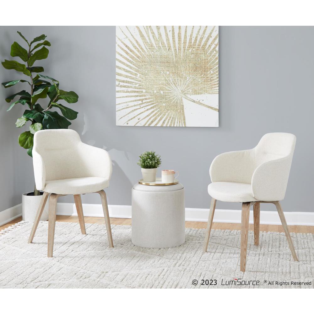 Whitewashed Wood, Cream Noise Fabric Boyne Chair - Set of 2. Picture 8