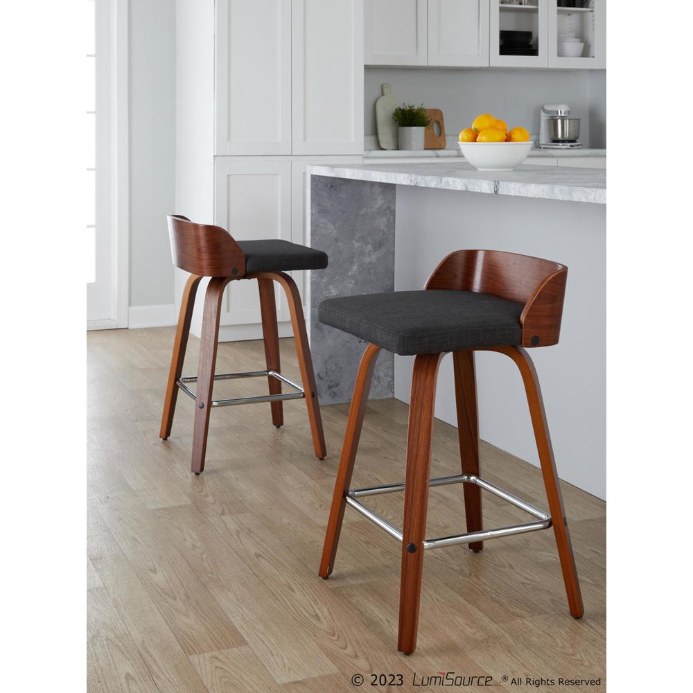 Grey Maya 26" Fixed-Height Counter Stool - Set of 2. Picture 8