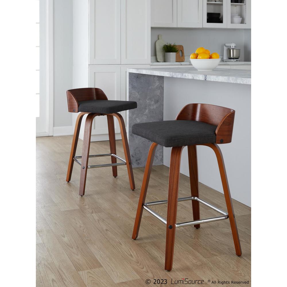 Grey Maya 26" Fixed-Height Counter Stool - Set of 2. Picture 9