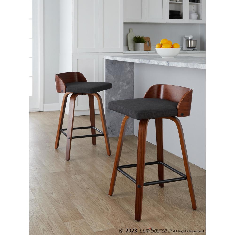 Grey Maya 24" Fixed-Height Counter Stool - Set of 2. Picture 7