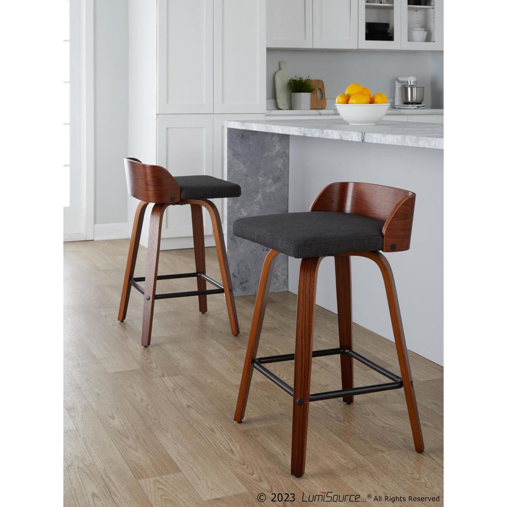 Grey Maya 24" Fixed-Height Counter Stool - Set of 2. Picture 8