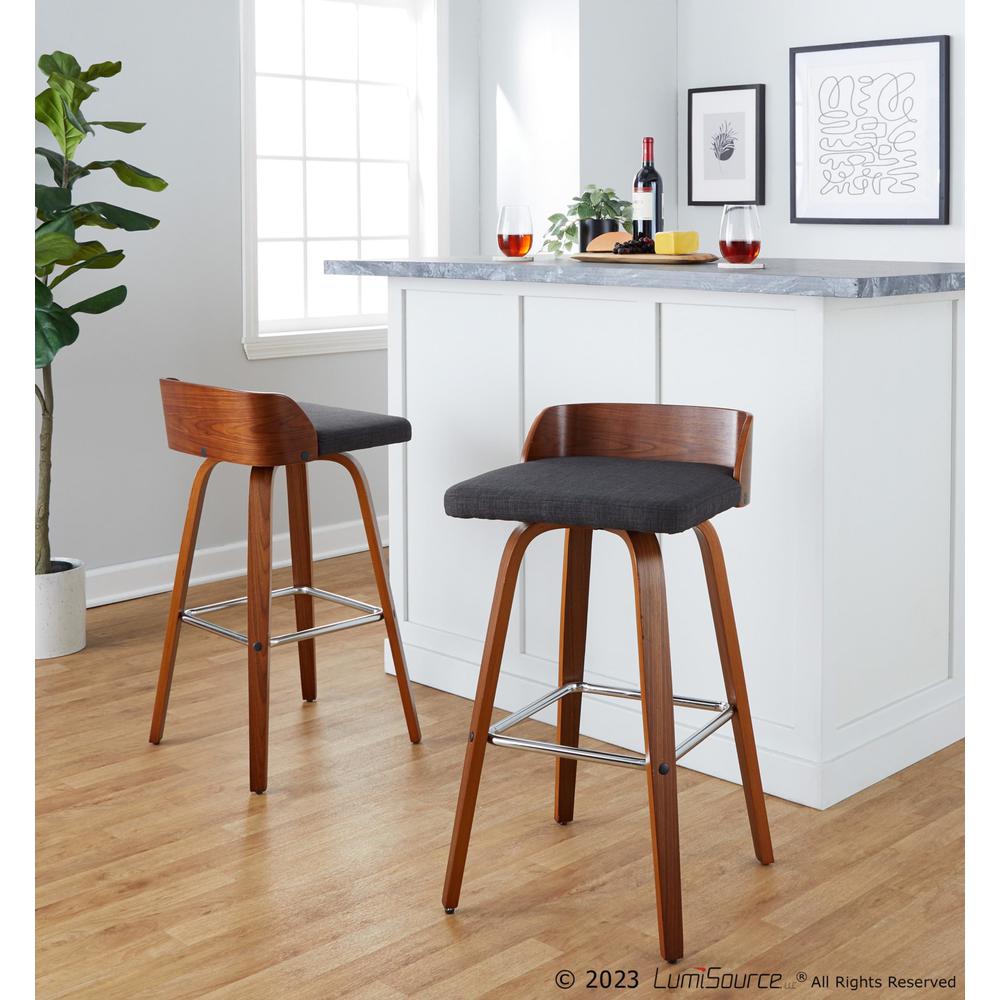 Grey Maya 30" Fixed-Height Barstool - Set of 2. Picture 10