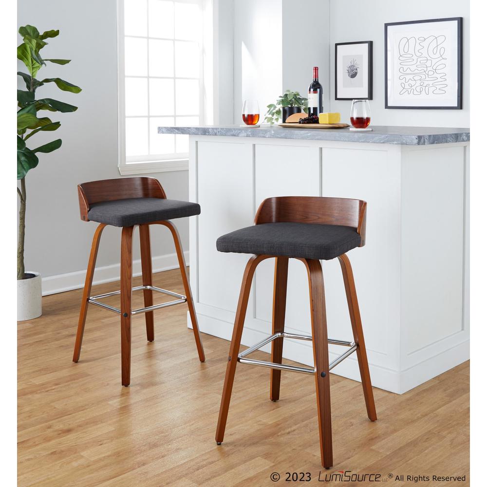Grey Maya 30" Fixed-Height Barstool - Set of 2. Picture 11