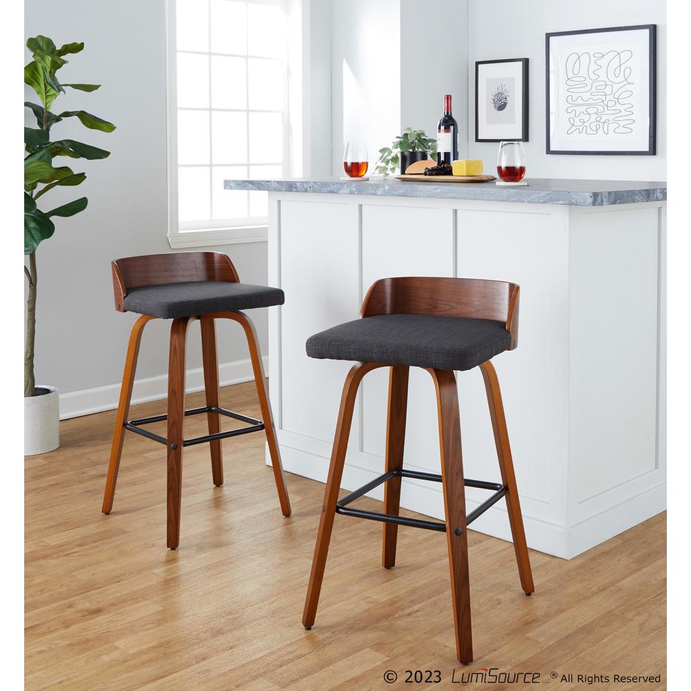 Grey Maya 30" Fixed-Height Barstool - Set of 2. Picture 10
