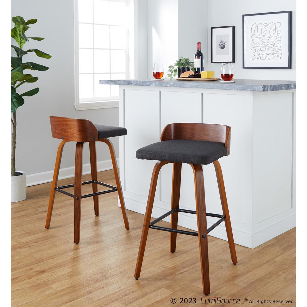 Grey Maya 30" Fixed-Height Barstool - Set of 2. Picture 11
