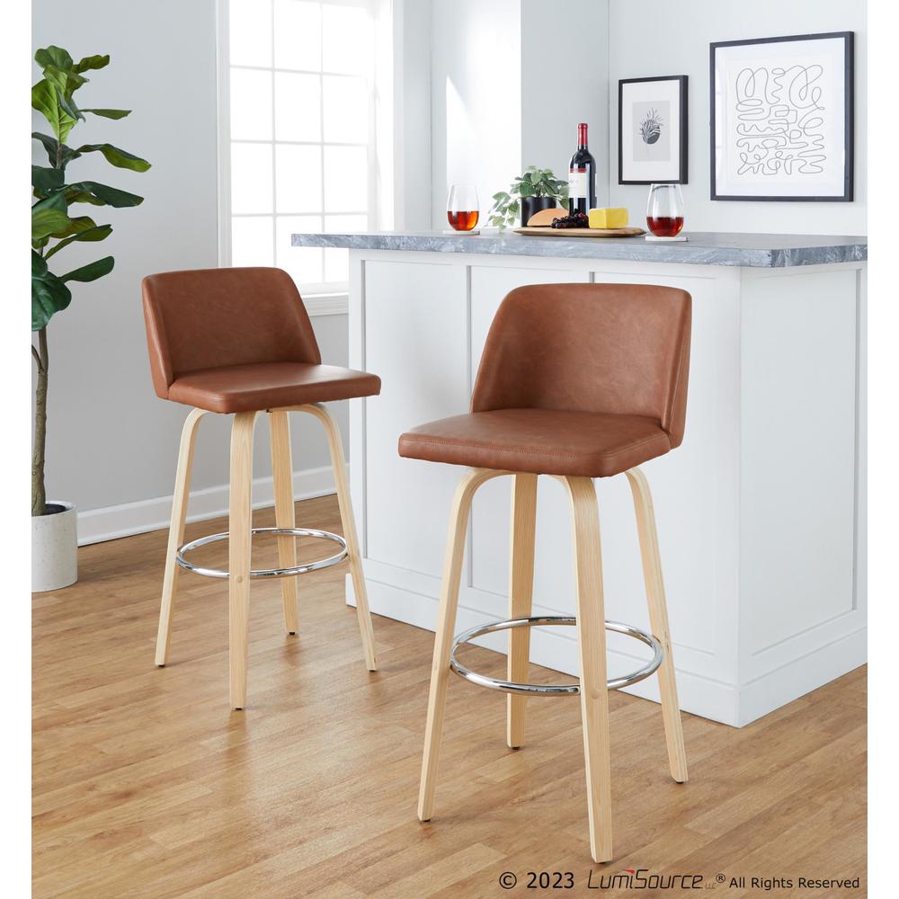Brown Toriano 30" Fixed-Height Barstool - Set of 2. Picture 7