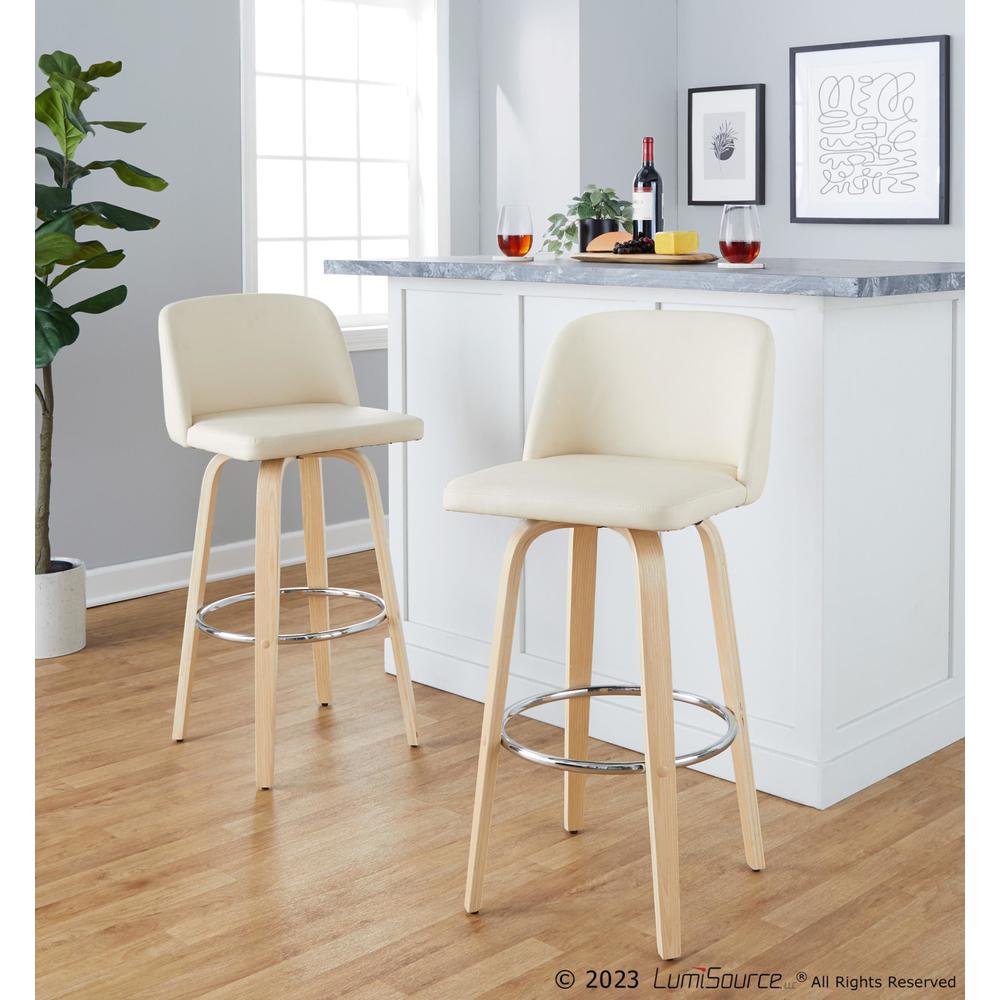 Brown Toriano 30" Fixed-Height Barstool - Set of 2. Picture 7