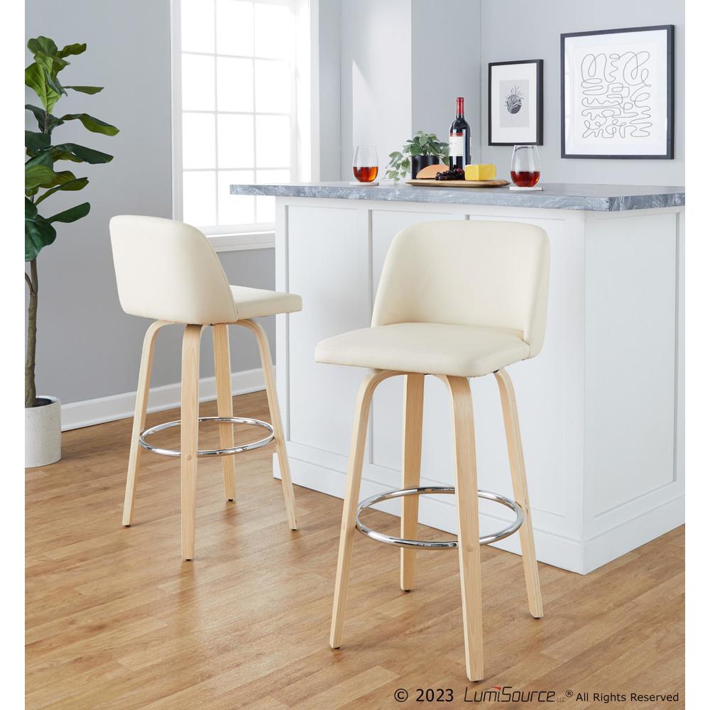 Brown Toriano 30" Fixed-Height Barstool - Set of 2. Picture 8