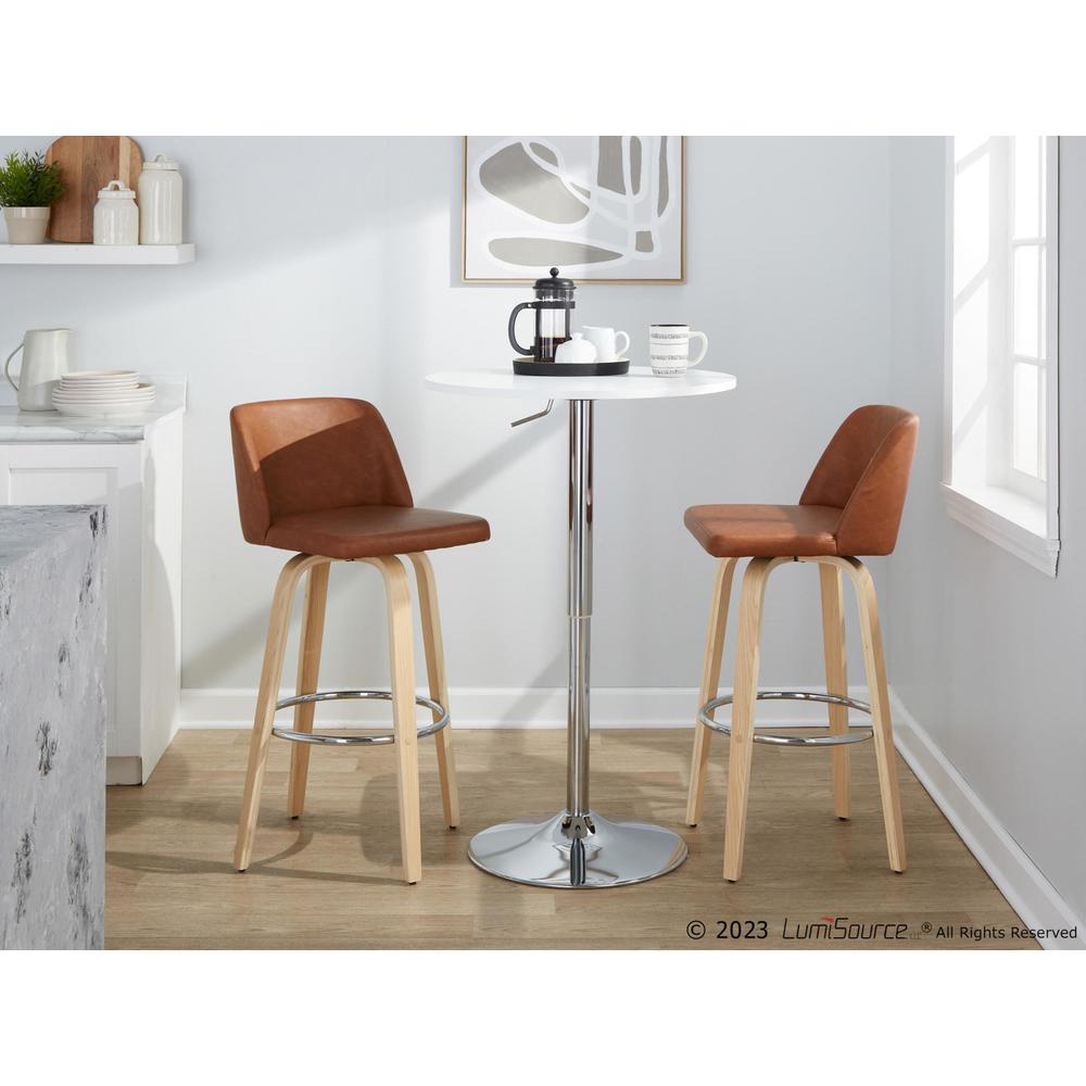 Brown Toriano 30" Fixed-Height Barstool - Set of 2. Picture 9