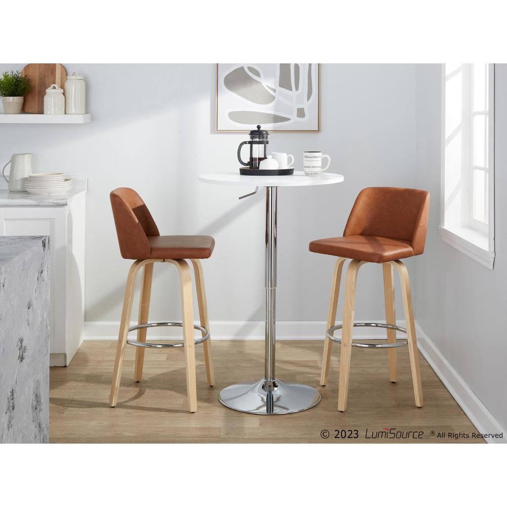 Brown Toriano 30" Fixed-Height Barstool - Set of 2. Picture 10