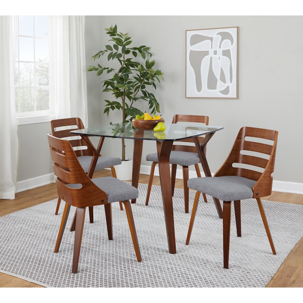 Walnut Wood, Grey Fabric Trevi Chair - Set of 2. Picture 7