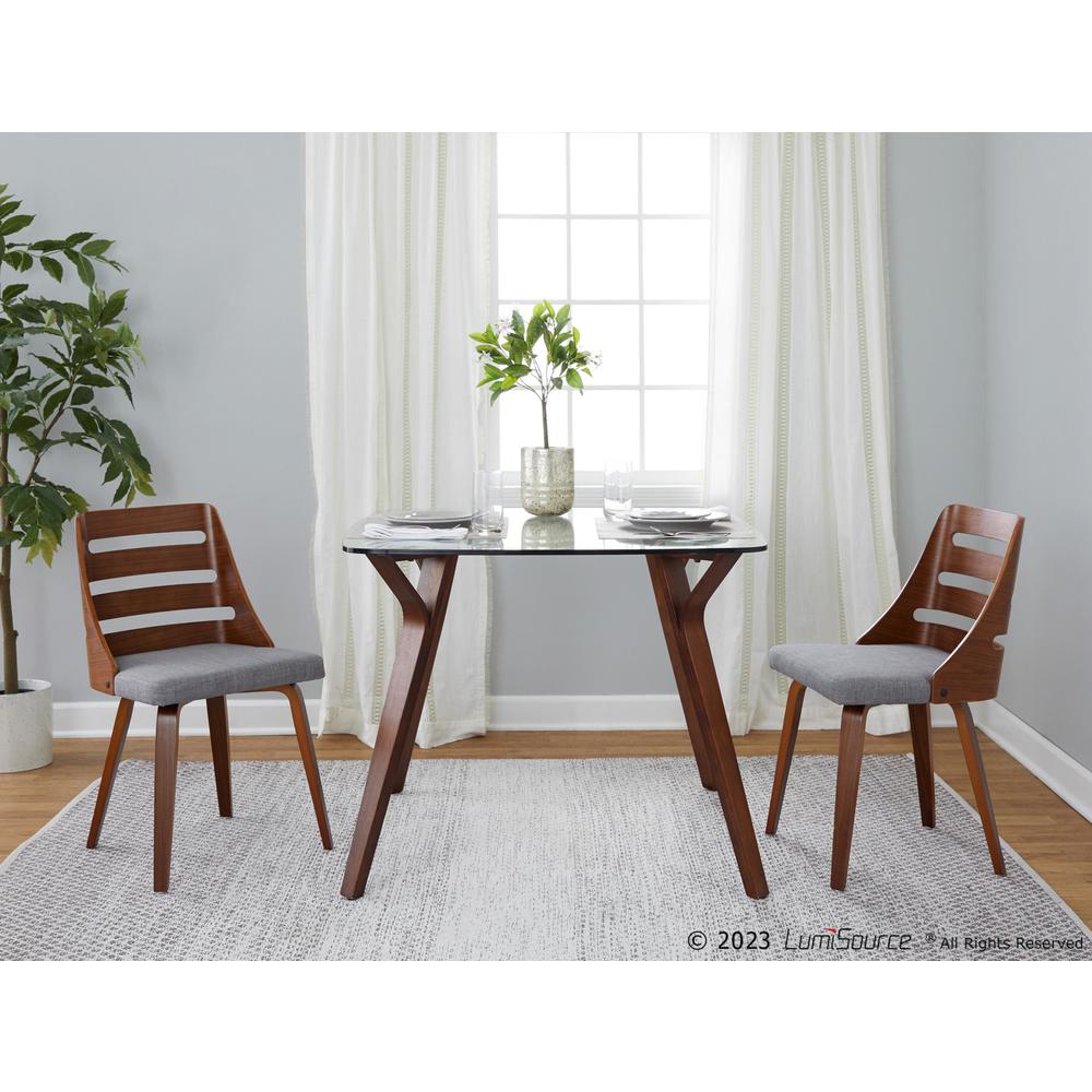 Walnut Wood, Grey Fabric Trevi Chair - Set of 2. Picture 8