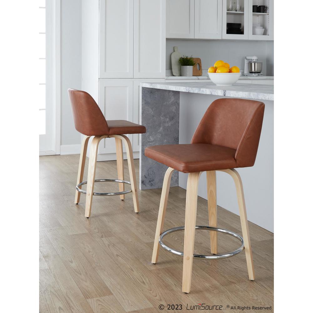 Brown Toriano 24" Fixed-Height Counter Stool - Set of 2. Picture 7