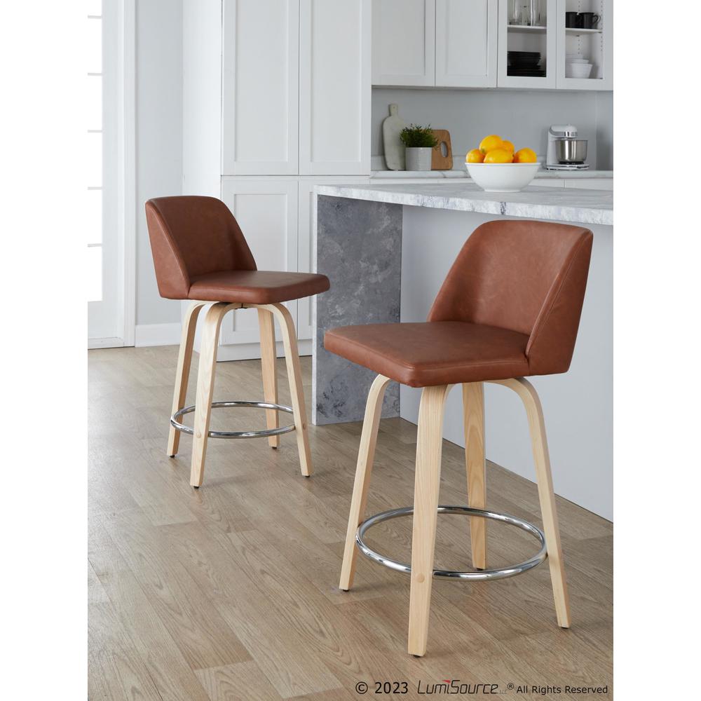 Brown Toriano 24" Fixed-Height Counter Stool - Set of 2. Picture 8
