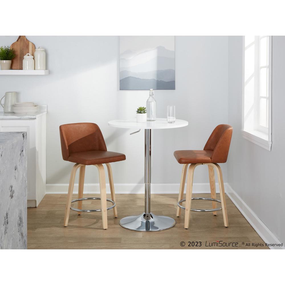 Brown Toriano 24" Fixed-Height Counter Stool - Set of 2. Picture 10
