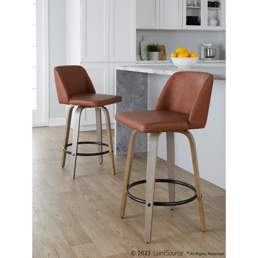Grey Toriano 26" Fixed-Height Counter Stool - Set of 2. Picture 7