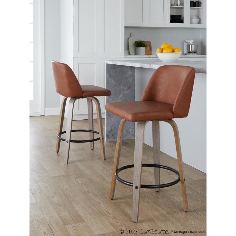 Grey Toriano 26" Fixed-Height Counter Stool - Set of 2. Picture 8