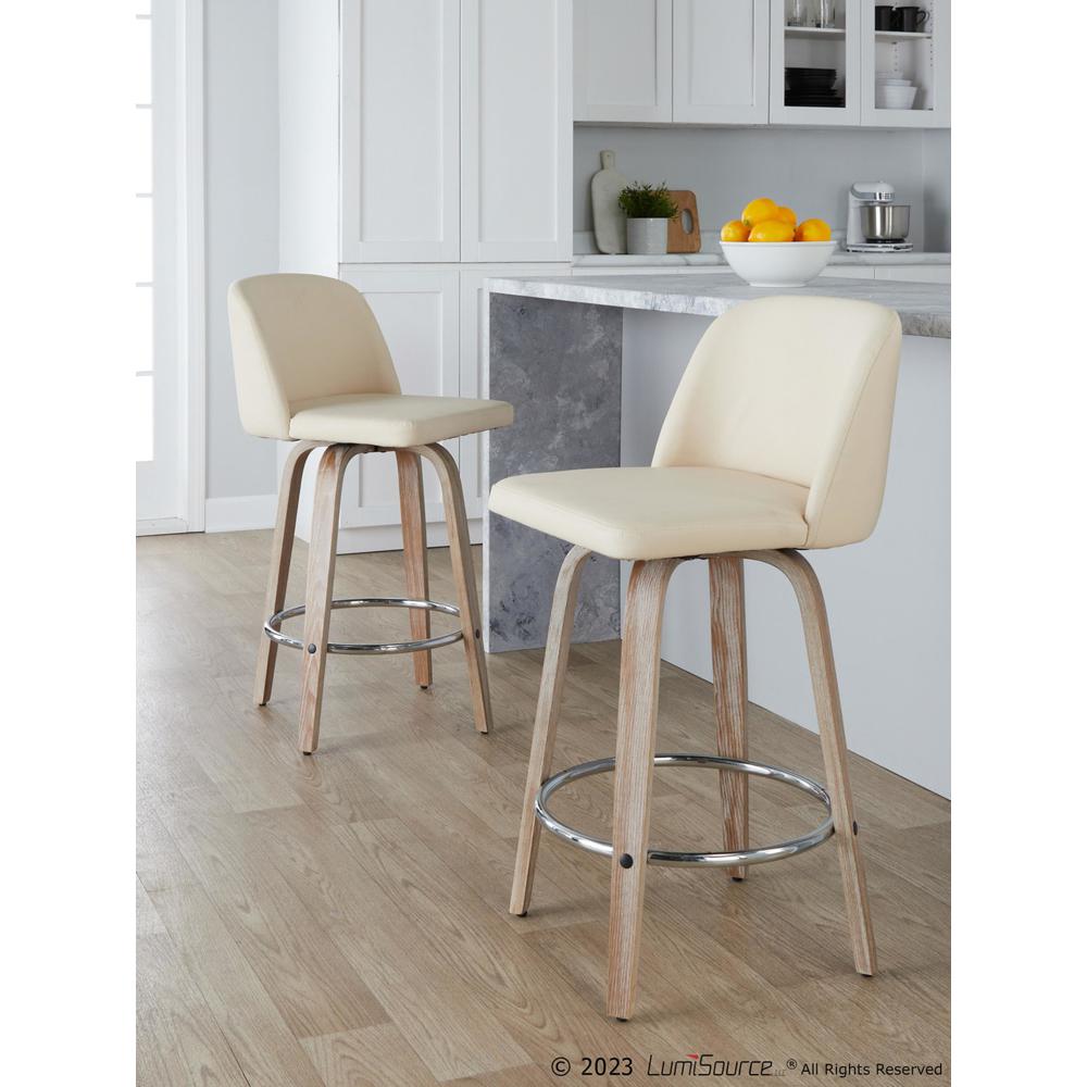 White Toriano 26" Fixed-Height Counter Stool - Set of 2. Picture 7
