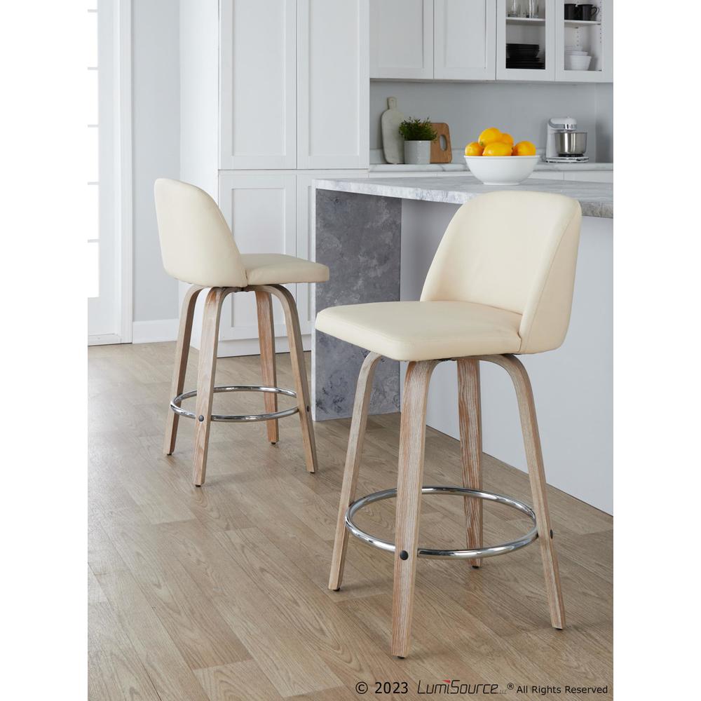 White Toriano 26" Fixed-Height Counter Stool - Set of 2. Picture 8