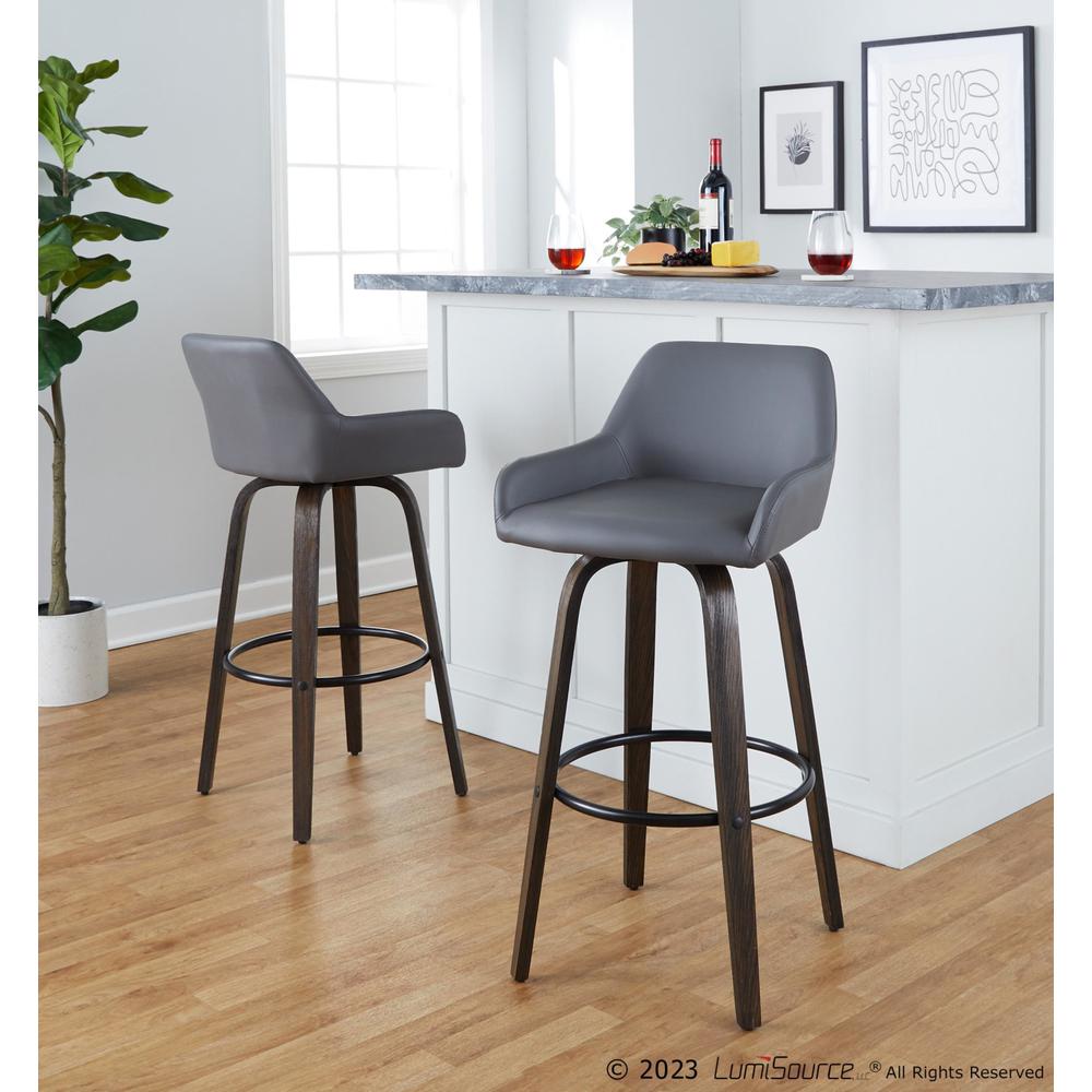Brown Daniella 30" Fixed-Height Barstool - Set of 2. Picture 7