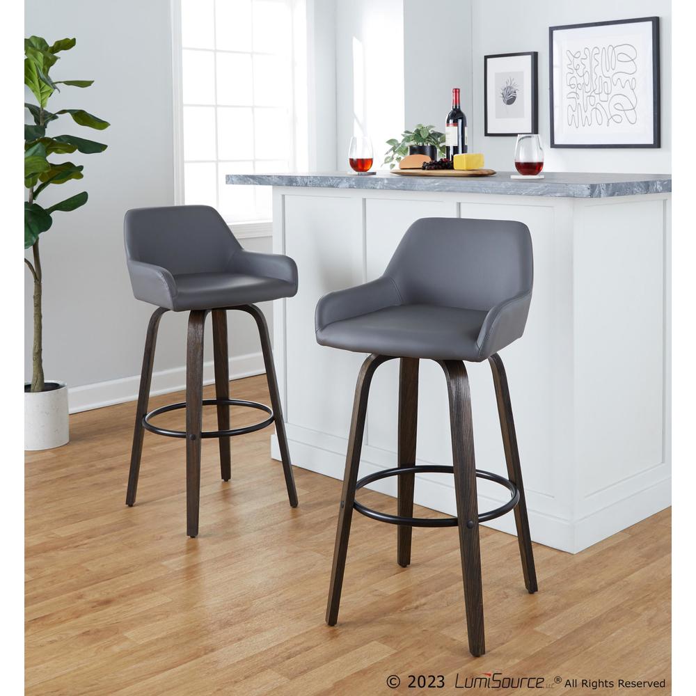 Brown Daniella 30" Fixed-Height Barstool - Set of 2. Picture 8