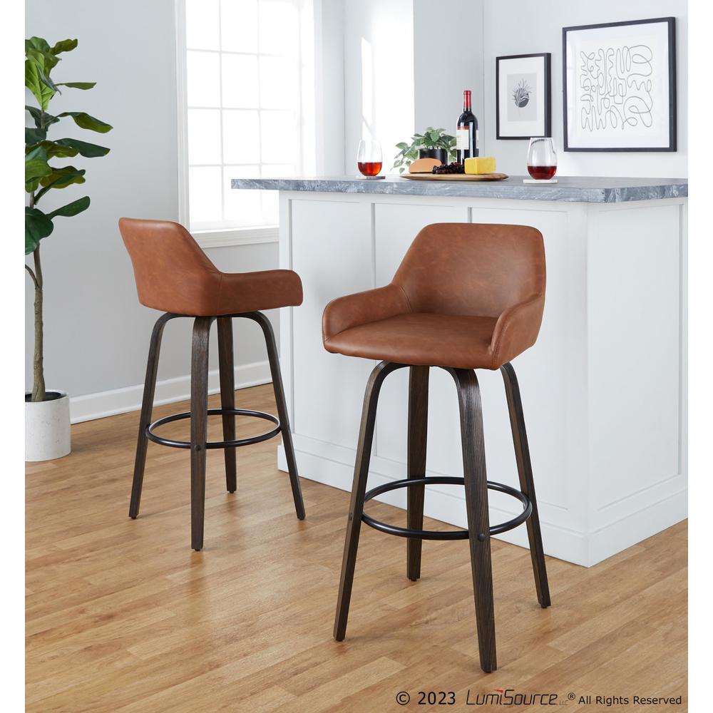 Brown Daniella 30" Fixed-Height Barstool - Set of 2. Picture 7