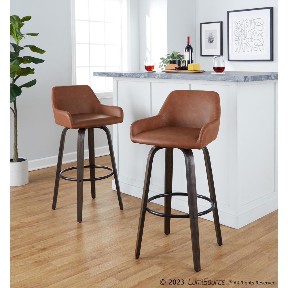Brown Daniella 30" Fixed-Height Barstool - Set of 2. Picture 8