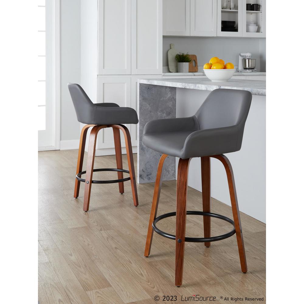 Grey Daniella 26" Fixed-Height Counter Stool - Set of 2. Picture 7