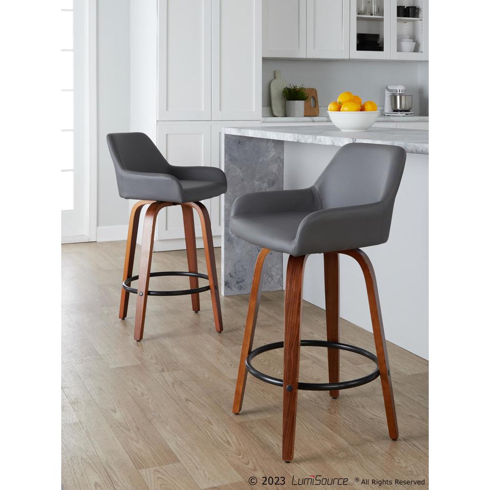 Grey Daniella 26" Fixed-Height Counter Stool - Set of 2. Picture 8