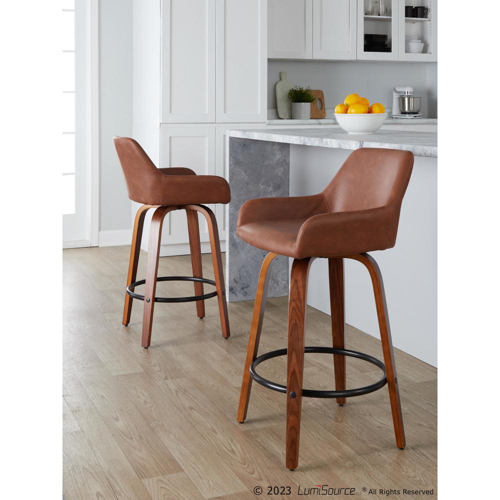 Brown Daniella 26" Fixed-Height Counter Stool - Set of 2. Picture 7