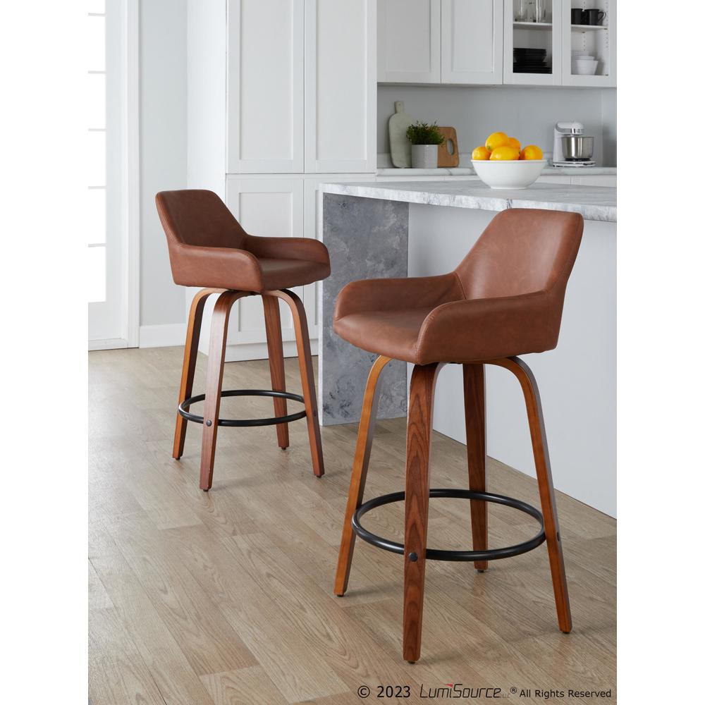 Brown Daniella 26" Fixed-Height Counter Stool - Set of 2. Picture 8
