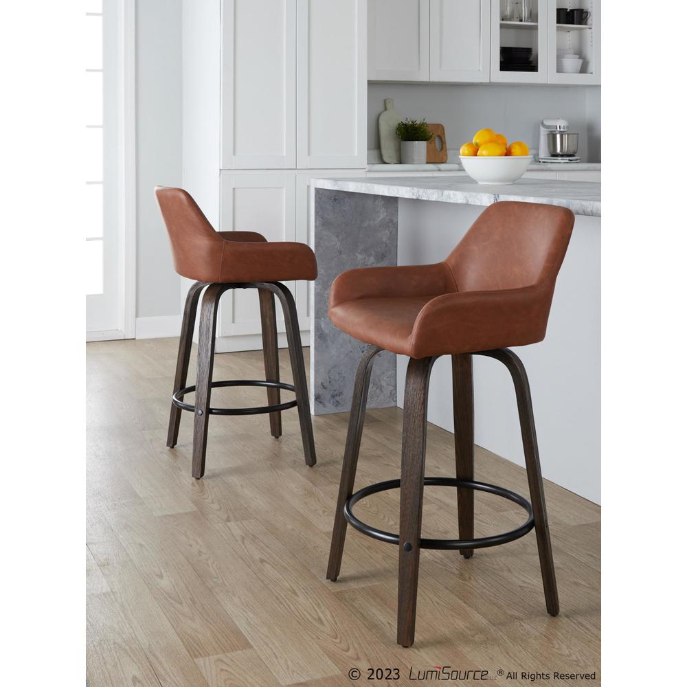 Brown Daniella 26" Fixed-Height Counter Stool - Set of 2. Picture 7