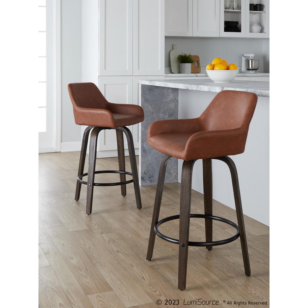 Brown Daniella 26" Fixed-Height Counter Stool - Set of 2. Picture 8