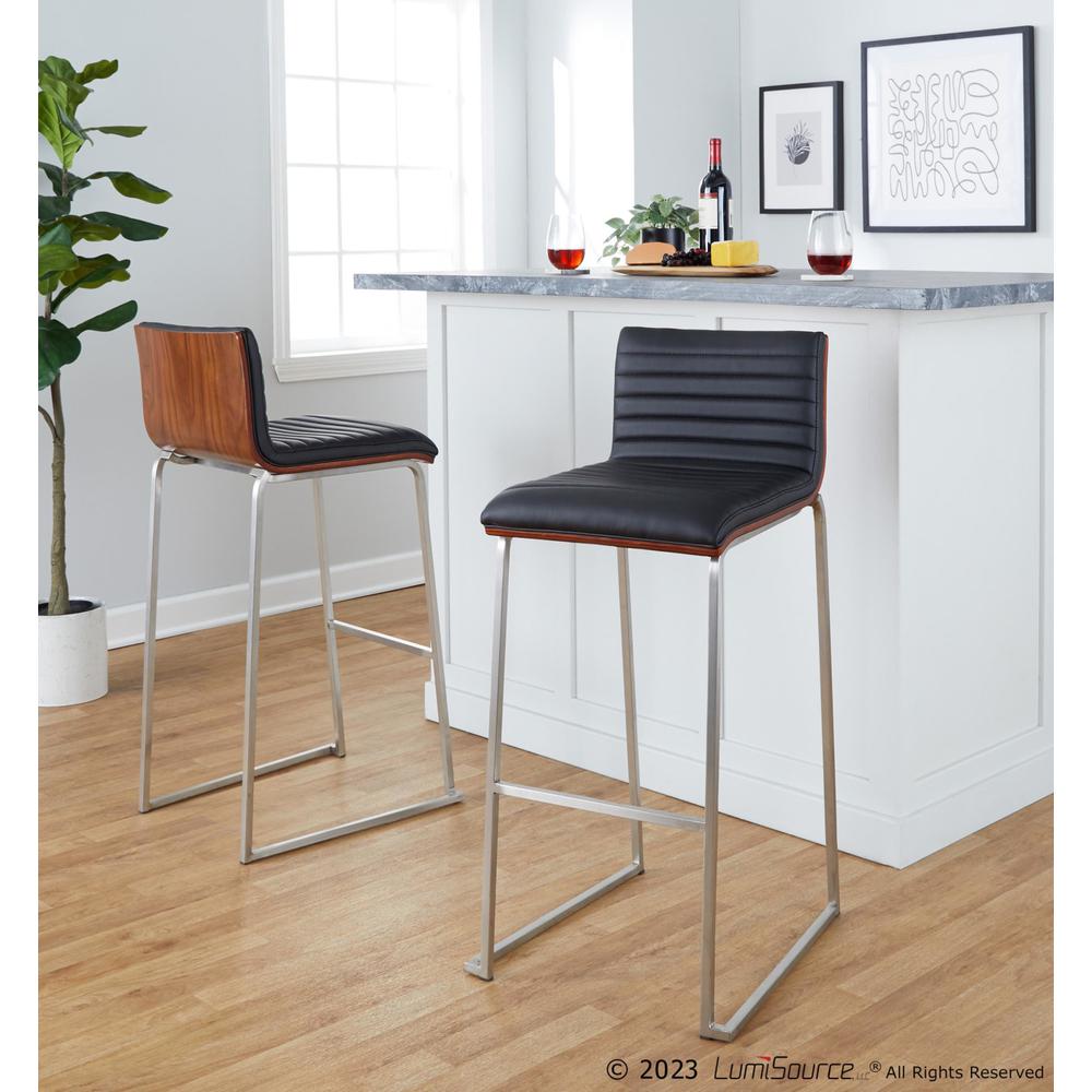 Silver Mason Mara 30" Fixed-Height Barstool - Set of 2. Picture 7