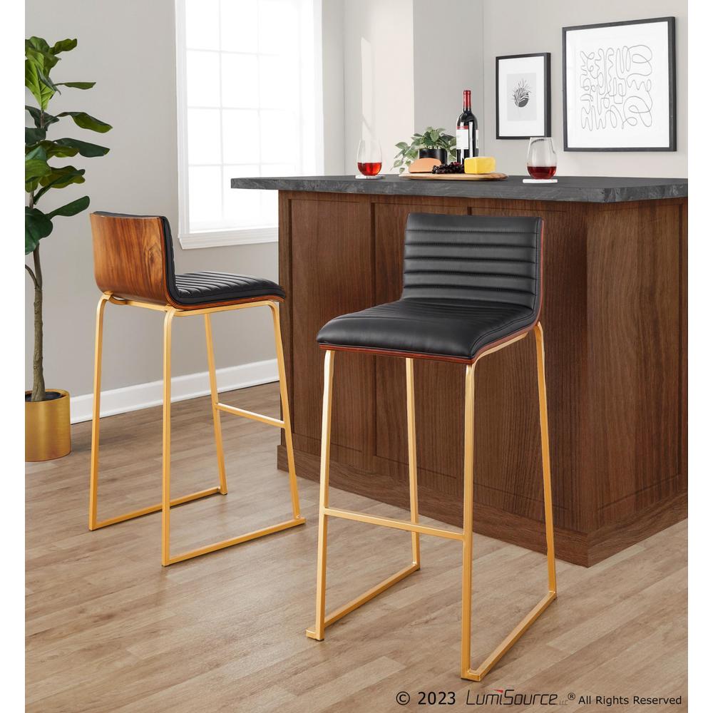Gold Mason Mara 30" Fixed-Height Barstool - Set of 2. Picture 8