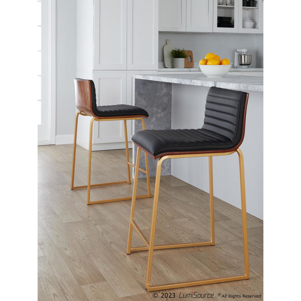 Gold Mason Mara 26" Fixed-Height Counter Stool - Set of 2. Picture 7