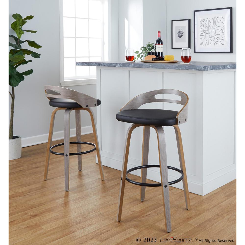 Grey Cassis 30" Fixed-Height Barstool - Set of 2. Picture 8
