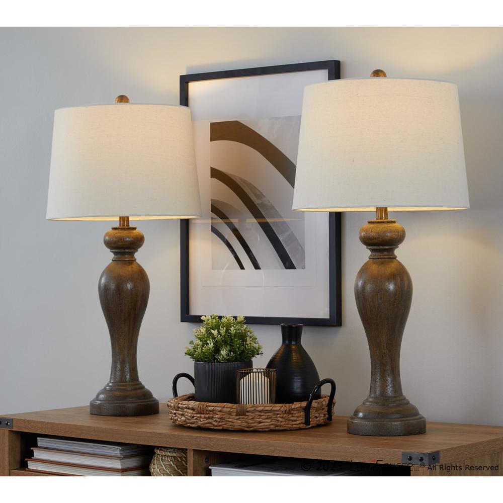 Opal Grey Polyresin, Off-White Linen Peppa 31" Polyresin Table Lamp - Set of 2. Picture 7
