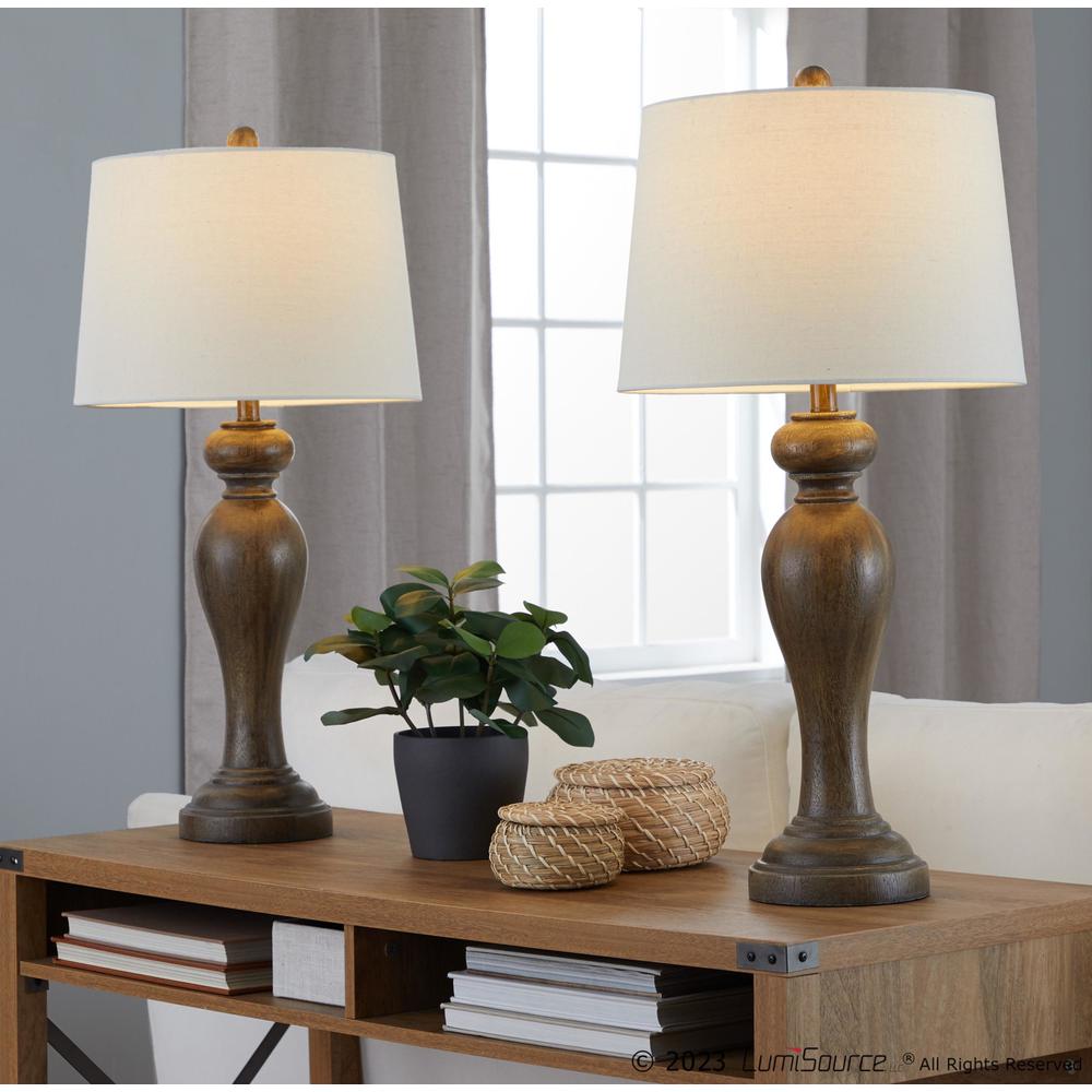 Opal Grey Polyresin, Off-White Linen Peppa 31" Polyresin Table Lamp - Set of 2. Picture 8
