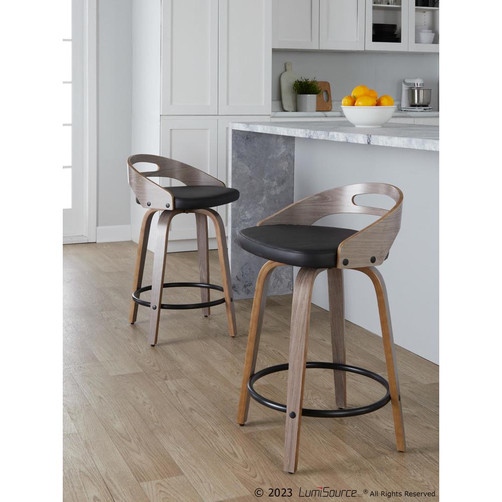 Grey Cassis 24" Fixed-Height Counter Stool - Set of 2. Picture 10