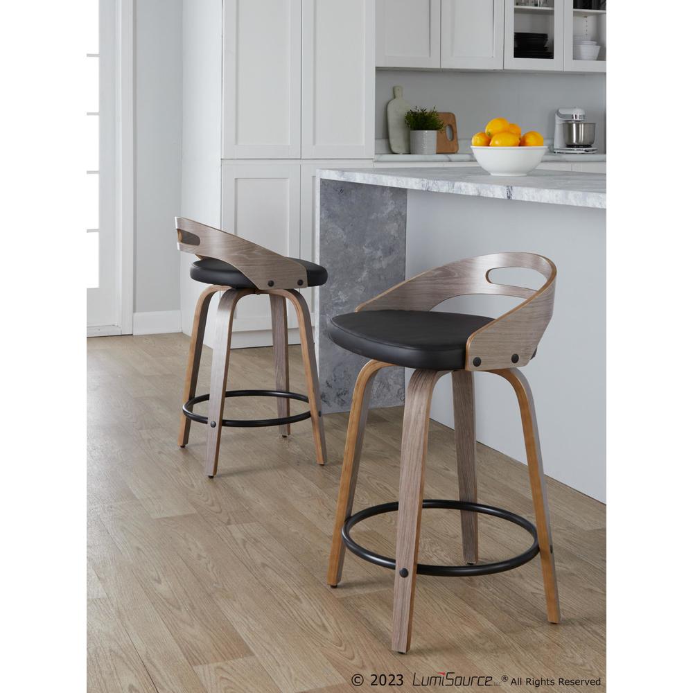 Grey Cassis 24" Fixed-Height Counter Stool - Set of 2. Picture 11