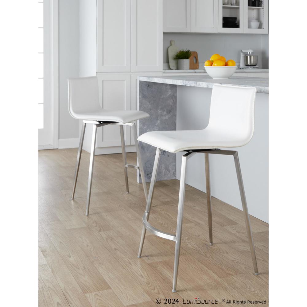Silver Mara Upholstered 26" Fixed-Height Counter Stool - Set of 2. Picture 8